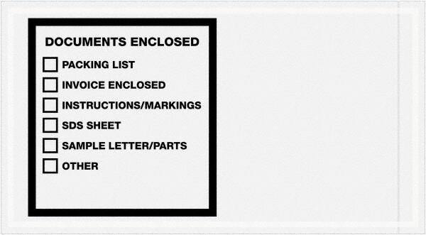 Value Collection - 1,000 Piece, 5-1/2" Long x 10" Wide, Packing List Envelope - Documents Enclosed, Printed & Clear - USA Tool & Supply