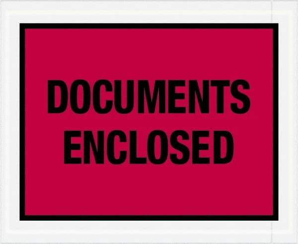 Value Collection - 1,000 Piece, 4-1/2" Long x 5-1/2" Wide, Packing List Envelope - Documents Enclosed, Red - USA Tool & Supply