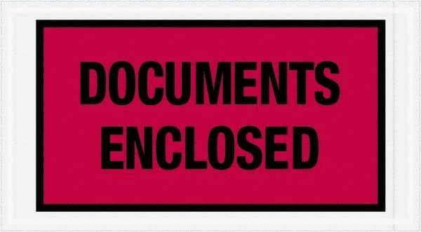 Value Collection - 1,000 Piece, 5-1/2" Long x 10" Wide, Packing List Envelope - Documents Enclosed, Red - USA Tool & Supply
