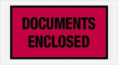 Value Collection - 1,000 Piece, 5-1/2" Long x 10" Wide, Packing List Envelope - Documents Enclosed, Red - USA Tool & Supply