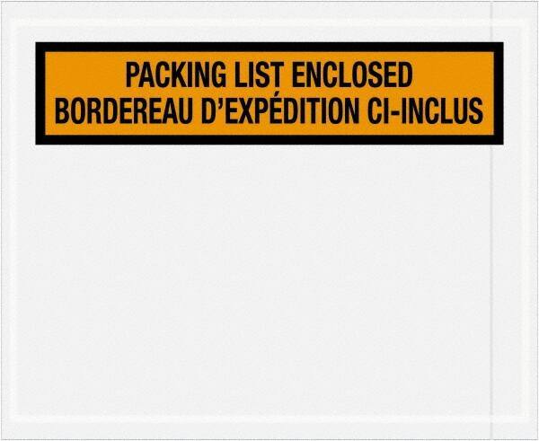 Value Collection - 1,000 Piece, 4-1/2" Long x 5-1/2" Wide, Packing List Envelope - Orange - USA Tool & Supply