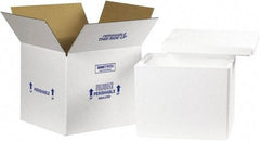 Made in USA - 11-3/4" Wide x 13-3/4" Long x 11-7/8" High Rectangle Insulated Box - 1 Wall, White - USA Tool & Supply