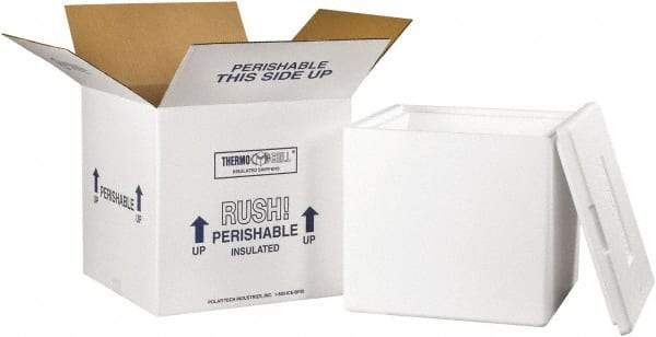 Made in USA - 13" Wide x 13" Long x 12-1/2" High Rectangle Insulated Box - 1 Wall, White - USA Tool & Supply