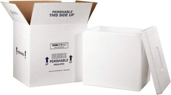 Made in USA - 14" Wide x 18" Long x 19" High Rectangle Insulated Box - 1 Wall, White - USA Tool & Supply