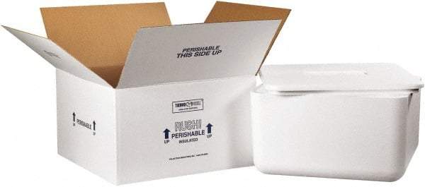 Made in USA - 17" Wide x 17" Long x 9" High Rectangle Insulated Box - 1 Wall, White - USA Tool & Supply