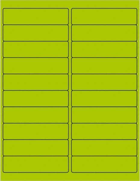 Tape Logic - 4" Long, Fluorescent Green Paper Laser Label - For Laser Printers - USA Tool & Supply