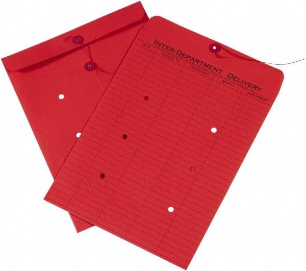 Made in USA - 13" Long x 10" Wide Draw String Inter-Department Envelope - Red - USA Tool & Supply