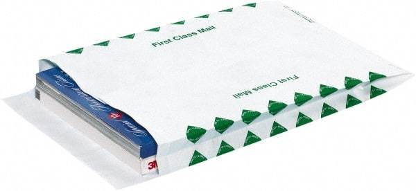 Dupont - 13" Long x 10" Wide Peel-Off Self-Seal Tyvek Expansion Envelope - White/Green - USA Tool & Supply
