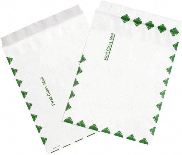 Dupont - 12" Long x 9" Wide Peel-Off Self-Seal Tyvek Flat Catalog Envelopes - White/Green - USA Tool & Supply