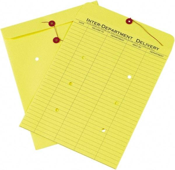 Made in USA - 13" Long x 10" Wide Draw String Inter-Department Envelope - Yellow - USA Tool & Supply