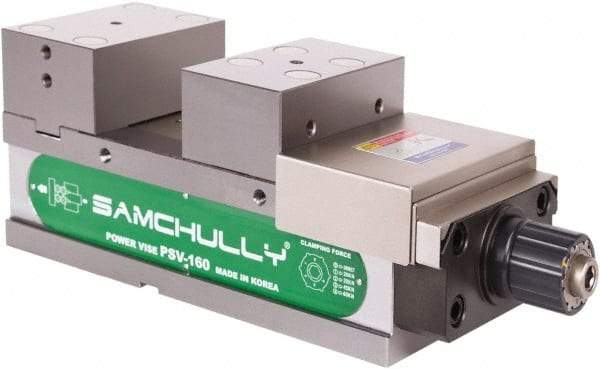 Samchully - 125mm Jaw Width, 125mm Jaw Opening Capacity, Horizontal Stationary Machine Vise - Manual Operation, 1 Station, 400.5mm Long x 48.3mm Deep, 50mm Jaw Height, Alloy Steel - USA Tool & Supply