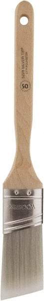 Wooster Brush - 1-1/2" Oval/Angle Polyester Angular Brush - 2-7/16" Bristle Length, 5.756" Wood Fluted Handle - USA Tool & Supply