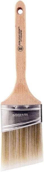 Wooster Brush - 3" Oval/Angle Polyester Angular Brush - 2-15/16" Bristle Length, 6-5/8" Wood Fluted Handle - USA Tool & Supply