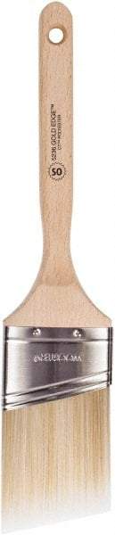 Wooster Brush - 2-1/2" Oval/Angle Polyester Angular Brush - 2-15/16" Bristle Length, 6-5/8" Wood Fluted Handle - USA Tool & Supply