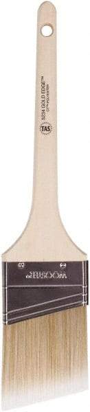 Wooster Brush - 2-1/2" Angled Polyester Angular Brush - 2-11/16" Bristle Length, 6-1/2" Wood Fluted Handle - USA Tool & Supply