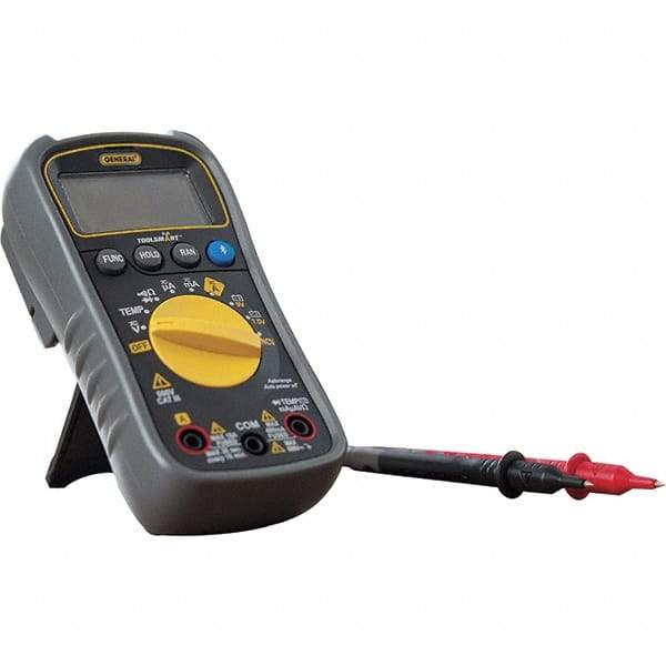 General - TS04, CAT III, 600 VAC/VDC, Digital True RMS Multimeter - 40 mOhm, Measures Voltage, Current, Resistance, Temperature - USA Tool & Supply