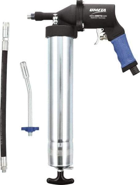 Umeta - Flexible & Rigid Air-Operated Grease Gun - 16 oz Capacity, 1/8 Thread Outlet, Cartridge & Suction Fill - USA Tool & Supply