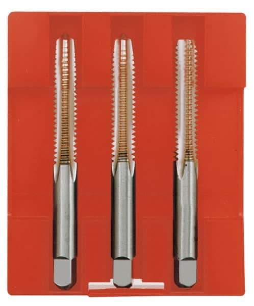 Cleveland - M14x2.00, 4 Flute, Bottoming, Plug & Taper, Bright Finish, High Speed Steel Tap Set - Right Hand Cut, 1.66" Thread Length, Series 1004 - USA Tool & Supply