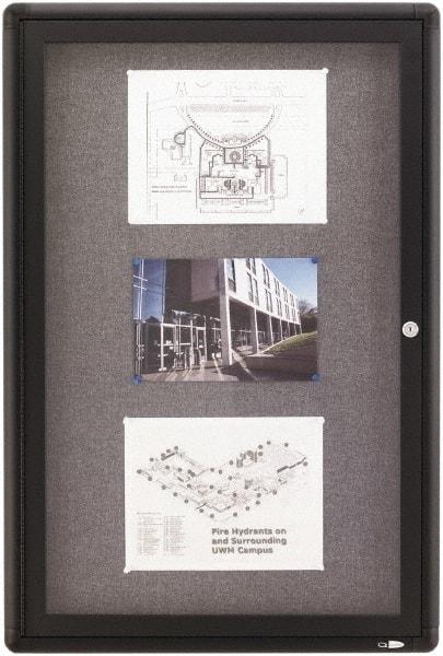 Quartet - 24" Wide x 36" High Enclosed Cork Bulletin Board - Gray - USA Tool & Supply