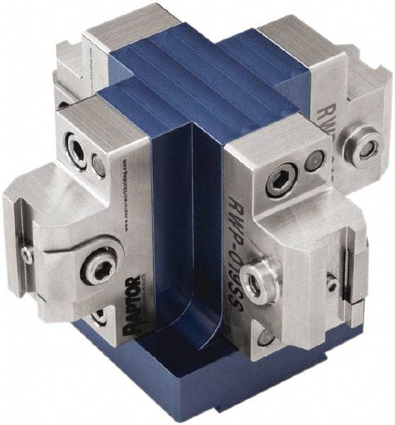 Raptor Workholding - 3.13" High x 4-1/2" Wide x 4-1/2" Long Dovetail Vise - 3/8" Jaw Opening Capacity, 1/8" High x 1-1/4" Wide Jaw, For 4 & 5 Axis Workholding Systems - USA Tool & Supply