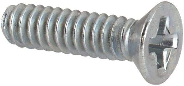 Value Collection - #4-40 UNC, 7/16" OAL Phillips Drive Machine Screw - Flat Head, Grade J82 Steel, Zinc-Plated Finish, Without Washer - USA Tool & Supply