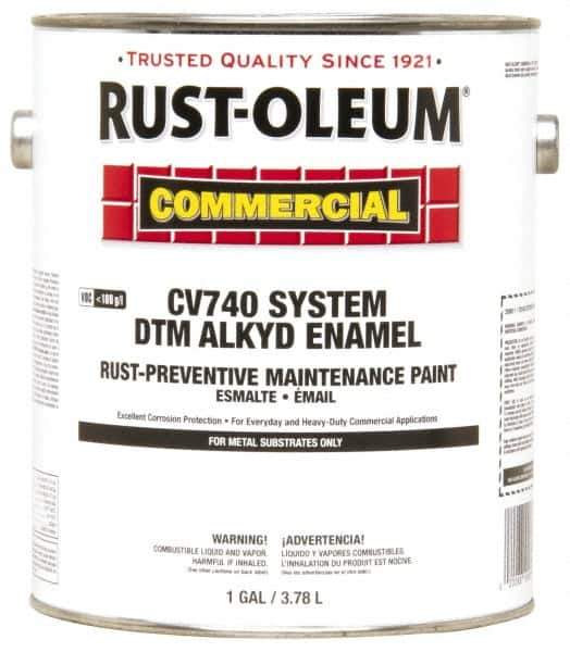 Rust-Oleum - 1 Gal Safety Red Gloss Finish Alkyd Enamel Paint - 278 to 509 Sq Ft per Gal, Interior/Exterior, Direct to Metal, <100 gL VOC Compliance - USA Tool & Supply