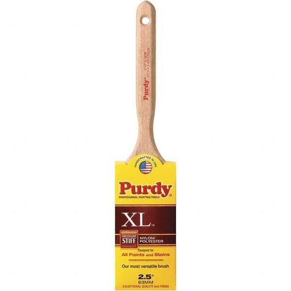 Purdy - 2-1/2" Flat Synthetic Sash Brush - 2-15/16" Bristle Length, 6" Wood Fluted Handle - USA Tool & Supply