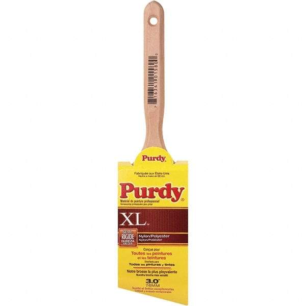 Purdy - 3" Angled Synthetic Sash Brush - 3-3/16" Bristle Length, 6-1/2" Wood Fluted Handle - USA Tool & Supply