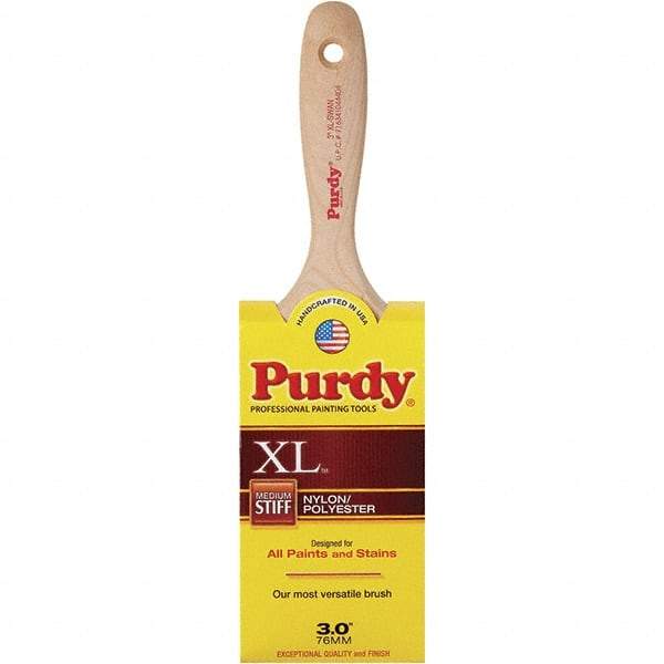 Purdy - 3" Flat Synthetic General Purpose Paint Brush - 3-7/16" Bristle Length, 6" Wood Beavertail Handle - USA Tool & Supply