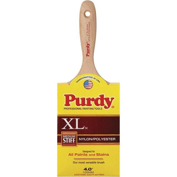 Purdy - 4" Synthetic General Purpose Paint Brush - 3-15/16" Bristle Length, 6" Wood Beavertail Handle - USA Tool & Supply