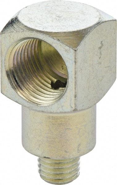 Umeta - 90° Head Angle, 1/4-28 PTF Steel Grease Fitting Adapter - 1/2" Hex, 1.0313" Overall Height, Zinc Plated Finish - USA Tool & Supply