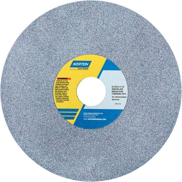 Norton - 8" Diam x 1-1/4" Hole x 3/4" Thick, J Hardness, 46 Grit Surface Grinding Wheel - Ceramic, Type 1, Coarse Grade, 3,600 Max RPM - USA Tool & Supply