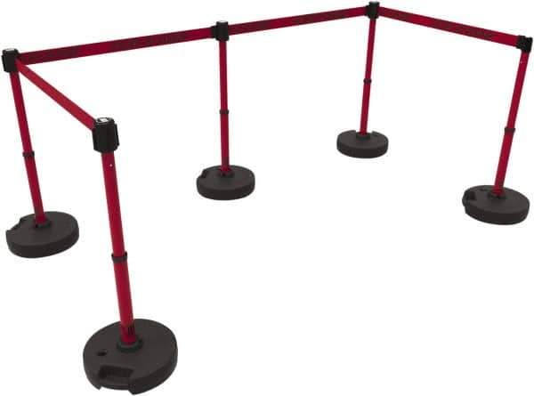 Banner Stakes - 42" High Plastic Pedestrian Barrier - 15' Long Rope - USA Tool & Supply