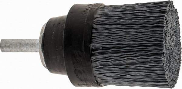 Osborn - 1-1/2" 320 Grit Silicon Carbide Crimped Disc Brush - Extra Fine Grade, Quick Change Connector, 1-3/8" Trim Length, 1/4" Shank Diam - USA Tool & Supply