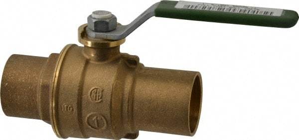 Legend Valve - 1" Pipe, Full Port, Brass Full Port Ball Valve - Bi-Directional, Sweat Ends, Quarter Turn Handle, 600 WOG, 150 WSP - USA Tool & Supply