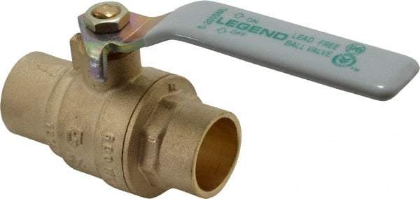 Legend Valve - 3/4" Pipe, Full Port, Brass Full Port Ball Valve - Bi-Directional, Sweat Ends, Quarter Turn Handle, 600 WOG, 150 WSP - USA Tool & Supply