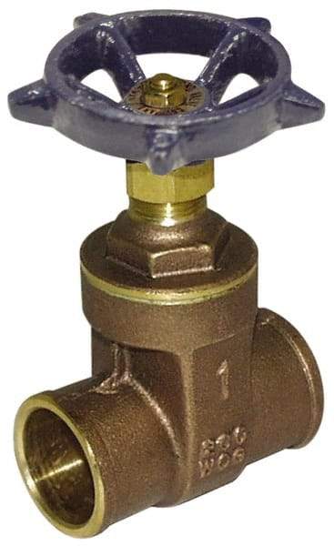 Legend Valve - 3/4" Pipe, Class 200, Sweat Brass Solid Wedge Gate Valve - 200 WOG, 1 WSP, Bolted Bonnet, For Use with Potable Water Applications - USA Tool & Supply