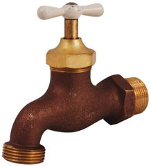 Legend Valve - 3/4" Pipe, 125 psi WOG Rating, Brass Hose Bibb, Stop Valve - T Handle, MNPT x MGHT End Connections, Use with Potable Water Applications - USA Tool & Supply