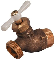 Legend Valve - 3/4" Pipe, 125 psi WOG Rating, Brass Hose Bibb, Stop Valve - T Handle, MNPT x MGHT End Connections, Use with Potable Water Applications - USA Tool & Supply