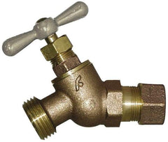 Legend Valve - 1/2" Pipe, 125 psi WOG Rating, Brass Hose Bibb, Stop Valve - T Handle, MGHT End Connections, Use with Potable Water Applications - USA Tool & Supply
