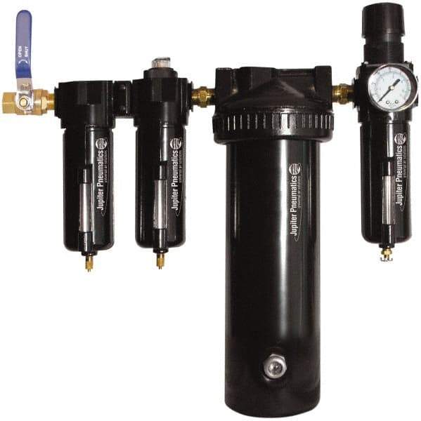 PRO-SOURCE - 25 CFM at 100 psi Inlet, 5 Stage Heavy-Duty Desiccant Dryer - 1/2" NPT Inlet/Outlet x 15" Long x 5-1/2" Wide x 16" High - USA Tool & Supply