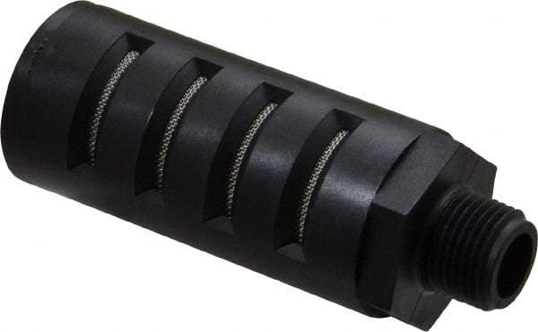PRO-SOURCE - 3/8 Male NPT, 1" Hex, 3-27/64" OAL, Muffler - 150 Max psi, Glass Filled Nylon - USA Tool & Supply