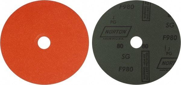 Norton - 7" Diam 7/8" Hole 80 Grit Fiber Disc - Ceramic, Series R980P - USA Tool & Supply