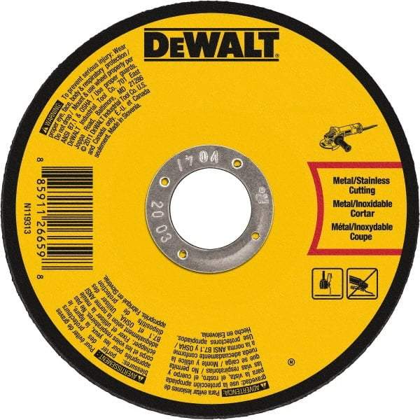 DeWALT - 7" 60 Grit Aluminum Oxide Cutoff Wheel - 0.045" Thick, 7/8" Arbor, 8,700 Max RPM, Use with Angle Grinders - USA Tool & Supply