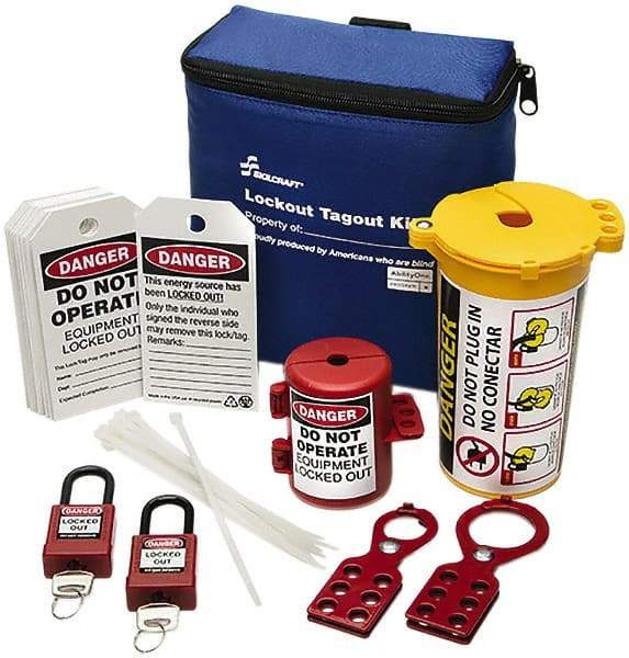 Ability One - 27 Piece Lockout Tagout Kit - Keyed Differently, Comes in Carrying Case - USA Tool & Supply