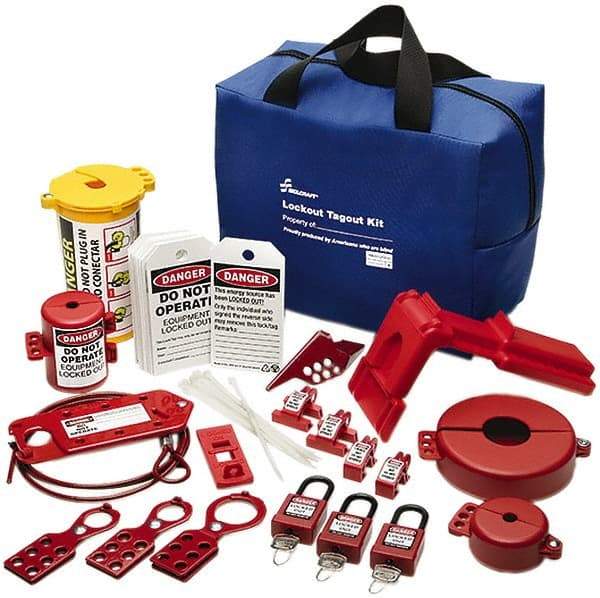 Ability One - 39 Piece Electrical & Valve Lockout Kit - Keyed Differently, Comes in Carrying Case - USA Tool & Supply