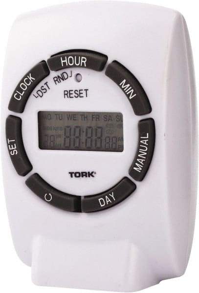 TORK nsi - 7 Day Indoor Digital Electrical Timer - 20 On/Off, 125 VAC, 1,875 Watts, 20 Modes - USA Tool & Supply