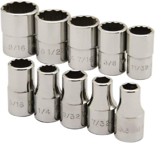 Ability One - 1/4" Drive Socket Set - 6, 12 Points, 3/16" to 9/16" Range, Inch Measurement Standard - USA Tool & Supply