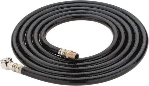 PRO-SOURCE - 1/4" ID x 1/2" OD 10' Long Air Tank Hose - Tire Chuck Ends, 300 Working psi, 158°, 1/4" Fitting, Black - USA Tool & Supply
