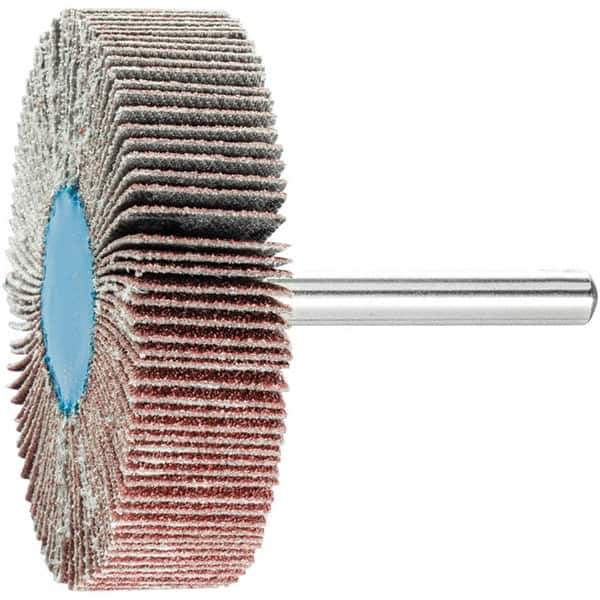 PFERD - 2-1/2" Diam x 1/2" Face Width, Aluminum Oxide Coated Mounted Flap Wheel - 1/4" Shank Mount, 80 Grit, 23,000 Max RPM - USA Tool & Supply